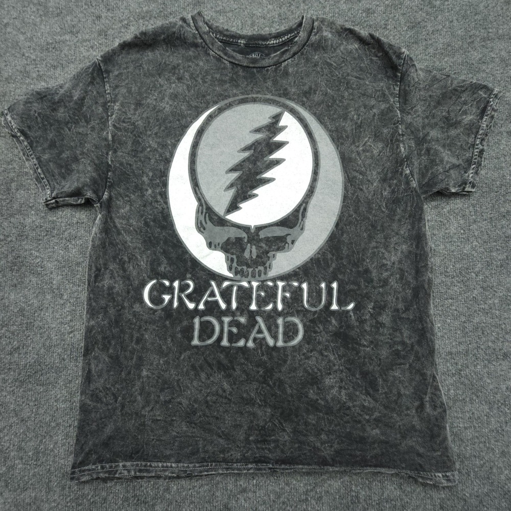 VINTAGE Grateful Dead Shirt Mens Large Black Gray Stealie Skull Graphic Band 00s